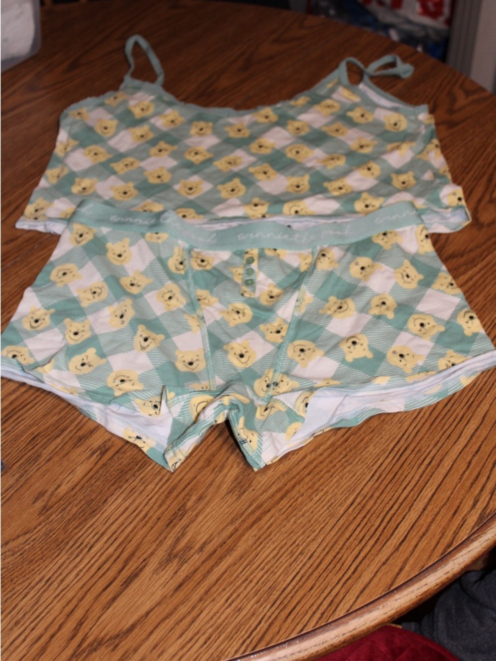 Cute Winnie the Pooh Print Pajama Set - Mint & Yellow